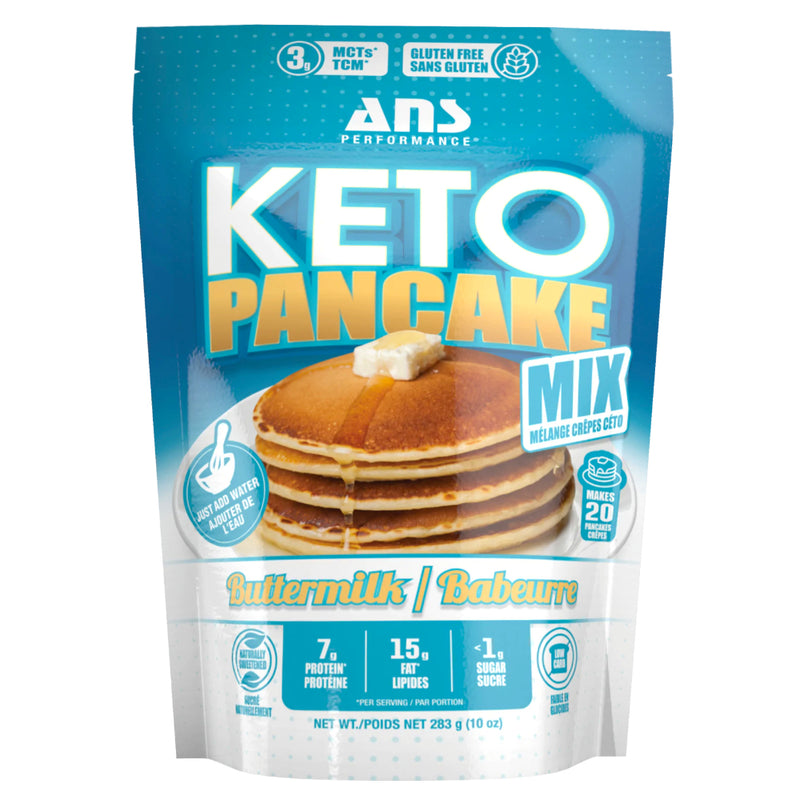 Buy Now! ANS Performance KETO Pancake Mix (283g) Buttermilk. Perfectly balanced, all-natural and easy to make KETO PANCAKE MIX makes sticking to a ketogenic lifestyle easy!