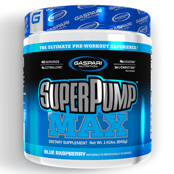Buy Now! Gaspari Nutrition SuperPump Max (40 servings) Blue Raspberry. Super Pump Increases Endurance Capacity, Fights Muscle Soreness and Fatigue, Enhances Nitric Oxide Levels and Vasodilation.