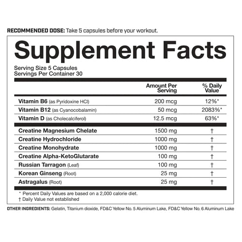 Magnum Nutraceuticals Big C (150 caps) supplement facts of ingredients. Magnum Big C is a Complete Creatine Matrix made up of a unique blend of four creatine sources: Creatine Magnesium Chelate, Creatine HCl, Creatine Monohydrate, and Creatine AKG.