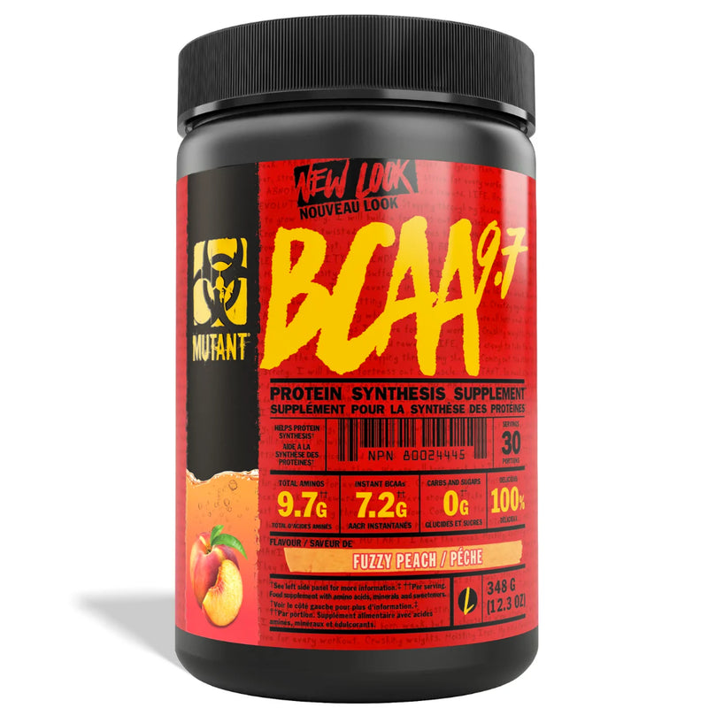 Buy Now! Mutant BCAA 9.7 (30 serve) Fuzzy Peach. MUTANT BCAAs delivers 9.7 grams of amino acids in just one concentrated scoop. Our BCAAs are in the preferred 2:1:1 ratio and then instantized for superior solubility.