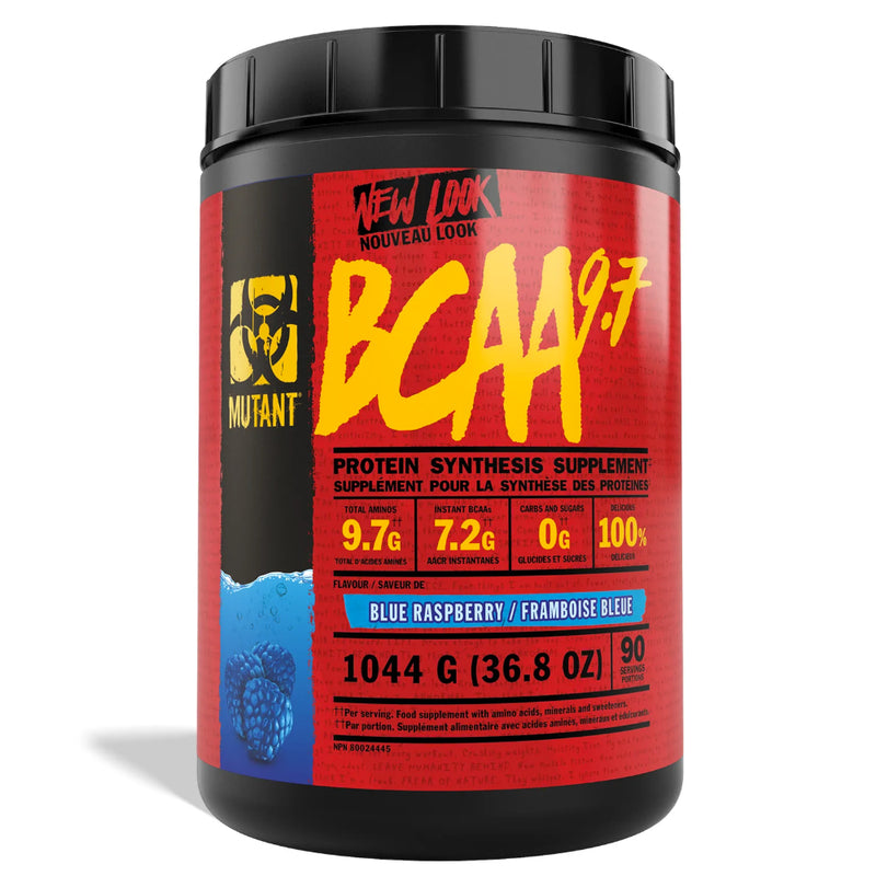 Buy Now! Mutant BCAA 9.7 (90 serve) Blue Raspberry. MUTANT BCAAs delivers 9.7 grams of amino acids in just one concentrated scoop. Our BCAAs are in the preferred 2:1:1 ratio and then instantized for superior solubility.