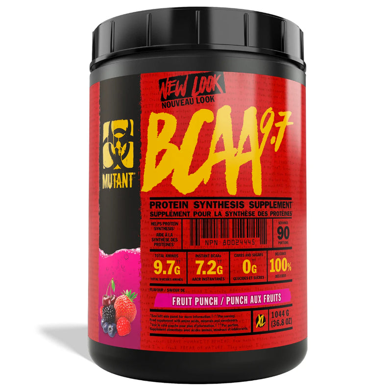 Buy Now! Mutant BCAA 9.7 (90 serve) Fruit Punch. MUTANT BCAAs delivers 9.7 grams of amino acids in just one concentrated scoop. Our BCAAs are in the preferred 2:1:1 ratio and then instantized for superior solubility.