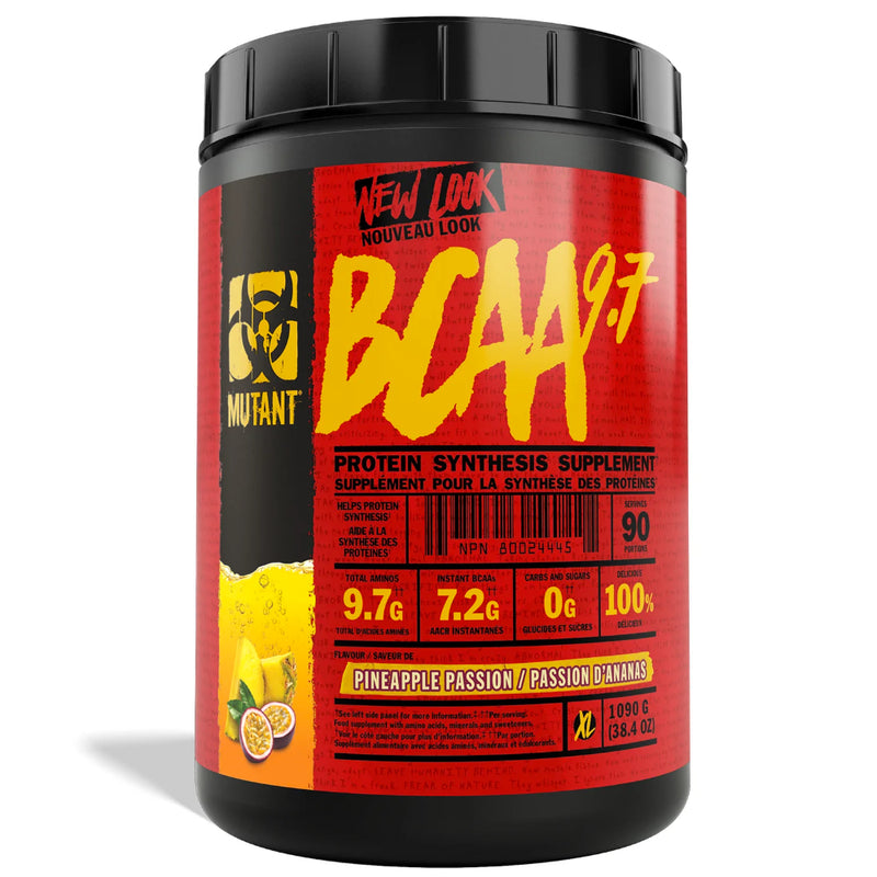 Buy Now! Mutant BCAA 9.7 (90 serve) Pineapple passion. MUTANT BCAAs delivers 9.7 grams of amino acids in just one concentrated scoop. Our BCAAs are in the preferred 2:1:1 ratio and then instantized for superior solubility.