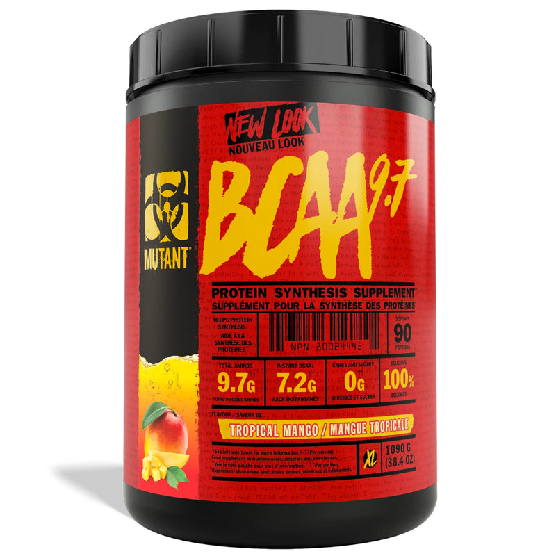 Buy Now! Mutant BCAA 9.7 (90 serve) Tropical Mango. MUTANT BCAAs delivers 9.7 grams of amino acids in just one concentrated scoop. Our BCAAs are in the preferred 2:1:1 ratio and then instantized for superior solubility.