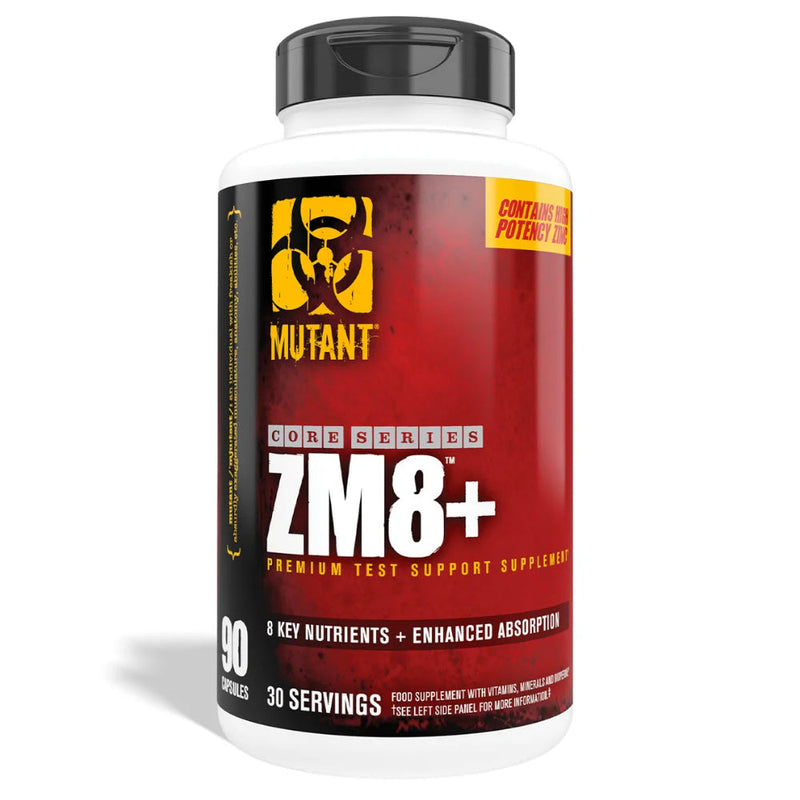 Buy Now! Mutant ZM8+ (90 caps). MUTANT ZM8+ contains 8 essential micronutrients including zinc, magnesium and vitamin B6 for natural testosterone support and hormonal activity. 