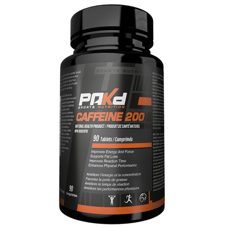 Buy Now! Pakd Sports Nutrition Caffeine 200 (90 tabs). Caffeine 200 is a natural stimulant and it can quickly boost energy and alertness.
