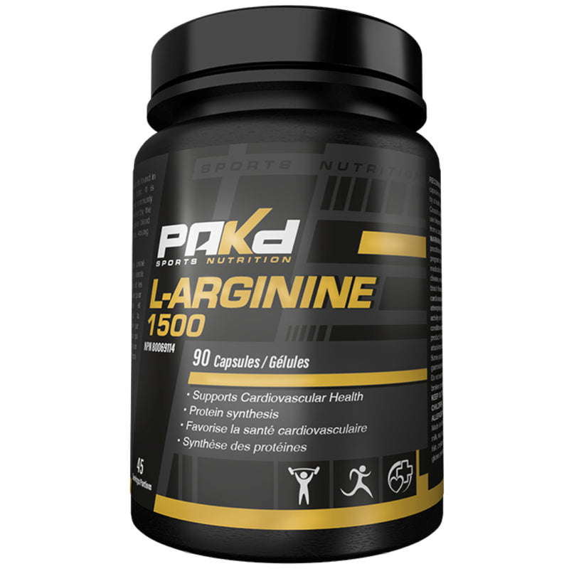 Buy Now! Pakd Sports Nutrition L-Arginine 1500 (90 caps). There are a number of L-arginine benefits, the most well known of these is it's use for erectile dysfunction which results from low levels of nitric oxide. 