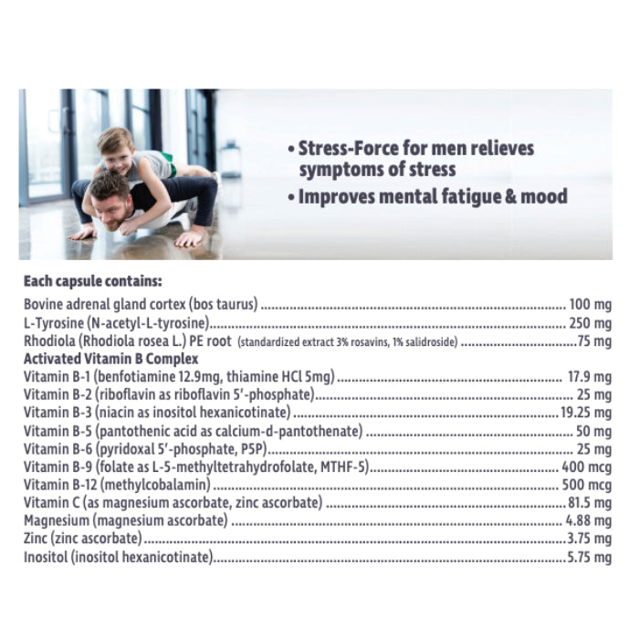 Prairie Naturals Stress Force (60 caps) supplement facts of ingredients. Helps provide relief from symptoms of mental and physical stress. Helps support cognitive function and mental stamina.
