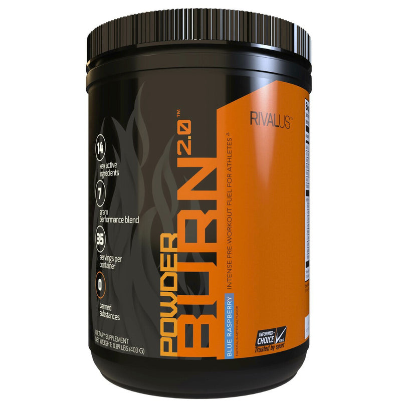Buy Now! Rivalus Nutrition Powder BURN 2.0 (35 Servings) blue raspberry. POWDER BURN 2.0 is the spark that will ignite your workouts.