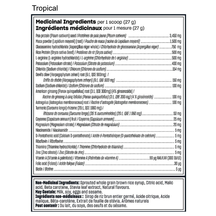 Vega Sport Recovery Drink (540 g) Tropical Supplement Facts of Ingredients. Vega Sport Recovery Accelerator restores energy, supports immune system & promotes recovery. 