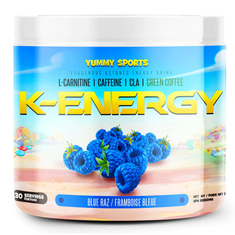 Buy Now! Yummy Sports K-Energy (30 Servings) Blue Raz. Replace sugar-filled energy drinks and teeth-staining coffee with K-Energy. Boost your energy levels, conquer your keto goals, and fuel your day with the best tasting ketogenic supplement on the market.